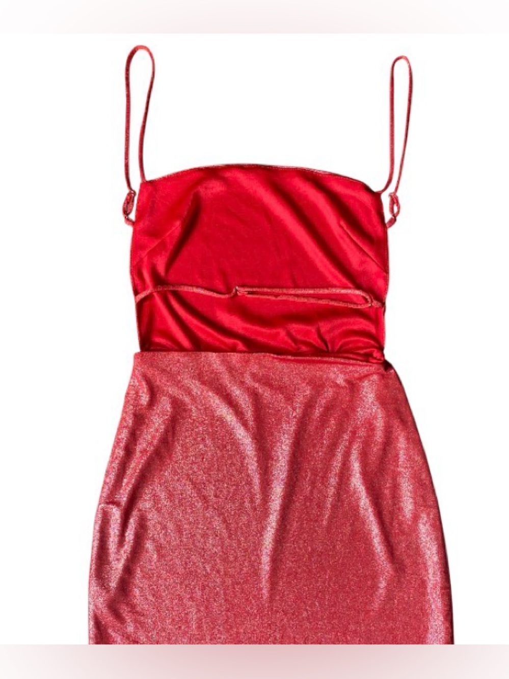 Lucy in the Sky Strappy Mini Dress in Red Shimmer Size S - Picture 8 of 10